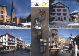 11710528 Davos GR Kirche Wappen Dorfpartien Davos Platz - Autres & Non Classés