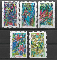 France 2016 Oblitéré Autoadhésif  N° 1302 - 1305 - 1306 - 1308 - 1310   "  Série  " Fleurs  à  Foisons  " - Used Stamps