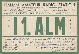 X120939 CARTE QSL RADIO AMATEUR I1.ALM ITALIE ITALY ITALIA TOSCANE TOSCANA FLORENCE FIRENZE EN 1952 - Amateurfunk