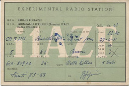 X120945 CARTE QSL RADIO AMATEUR I1AZF ITALIE ITALY ITALIA LOMBARDIE LOMBARDIA BRESCIA QUINZANO D' OGLIO 1951 - Radio Amateur