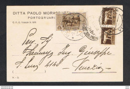 REGNO:  CARTOLINA  POSTALE  PUBBLICITARIA  CON  20 C. GARIBALDI + 5 C. IMPERIALE  COPPIA  -  SASS. 316 + 243x2 - Marcophilie