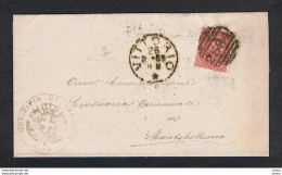 REGNO:  1889 UMBERTO I°  -  10 C. CARMINIO  ANNULLO  NUM.  A  SBARRE  2594  VITTORIO  V.TO  +  CERCHIO  GR.  II°  TIPO - Storia Postale