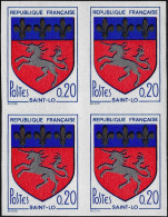 France 1966 Y&T 1510a En Bloc De 4. Armoiries De Saint-Lô. Licorne - Mythologie