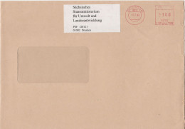 Deutsche Bundespost Brief Mit Freistempel VGO PLZ Oben Dresden 1993 Sächsisches Staatsministerium E30 1188 Mit Überklebe - Maschinenstempel (EMA)