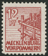 MECKLENBURG-VORPOMMERN 36xc **, 1946, 12 Pf. Lebhaftbraunrot, Kreidepapier, Pracht, Gepr. Kramp, Mi. 200.- - Altri & Non Classificati