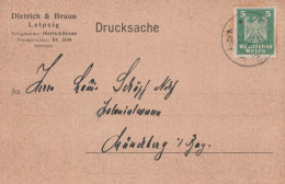 Deutsches Reich Firmen Karte Leipzig 1925 Dietrich & Braun - Lettres & Documents