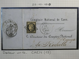 D0 1  FRANCE  BELLE  LETTRE 1849  CAEN  A  LA ROCHELLE  + CERES N°3 + AFF. INTERESSANT +++ - 1849-1850 Cérès