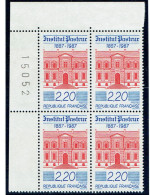 2496 Institut Pasteur Paris 2,20 F. Bloc De 4 Avec N° Feuille - Unused Stamps
