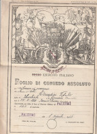 FOGLIO DI CONGEDO ASSOLUTO - ESERCITO ITALIANO - TERMINI IMERESE (PALERMO)  1946 - Documenti