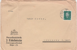 Deutsches Reich Firmen Brief Küps In Baden 1928 Porzellanfabrik J. Edelstein - Cartas & Documentos