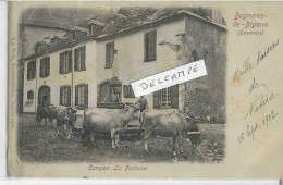 65 BAGNERES DE BIGORRE CAMPAN ELEVEUR ET VACHES FONTAINE 1902  ANIMATION    BEAU PLAN - Bagneres De Bigorre