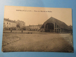 ARPAJON, ESSONNE, PLACE DU MARCHE ET HALLE, CPA - Arpajon