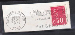 Flamme " MAUBEUGE Un Clair De Lune " (Portée, Notes, Musique) Sur Fragment _F125 - Maschinenstempel (Werbestempel)