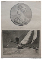 Mlle Jane Hading (médaillon) - Les Sports D'Hiver En Amérique - Un Traineau à Voiles - Page Original - 1886 - Historical Documents