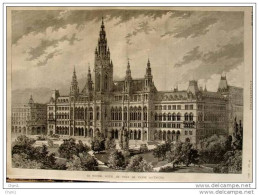 Neues Wiener Rathaus - Nouvel Hotel De Ville De Vienne - Old Print - Alter Druck Von 1886 - Documents Historiques