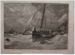 Le Retour De La Pêche - Dessin De M. A. Gérardin - Page Original - 1886 - Documents Historiques