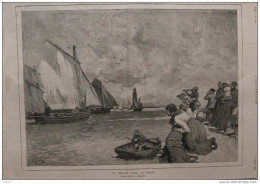 Le Départ Pour La Pêche - Dessin De M. A. Gérardin - Page Original - 1886 - Documents Historiques