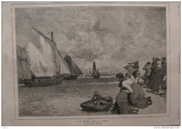 Le Départ Pour La Pêche - Dessin De M. A. Gérardin - Page Original - 1886 - Historische Dokumente