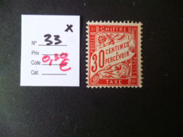 Timbre France Neuf * Taxe N° 33 Cote 0,30 € - 1859-1959 Neufs