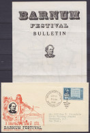 USA - Programme + Env. Cirque "Barnum Festival" Affr. 3c Càd "BRIDGEPORT Conn. /JUN 10 1949/ BARNUM STA." Pour ELMHUSRT  - Storia Postale