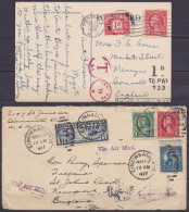 USA - Env. Par Avion Affr. 17c Càd CINCINNATI /MAY 13 1927 Pour NEWPORT England & CP Affr. 2c Flam. WESTERLY /JUL 30 193 - Covers & Documents