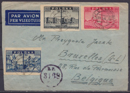 Pologne - Env. Par Avion Recommandée Affr. 12Zl (non-dentelés) Càd OLESNO /29.1.1946 Pour BRUXELLES - Cachet Rond "R.P.  - Posta Aerea