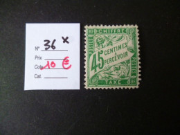 Timbre France Neuf * Taxe N° 36 Cote 10 € - 1859-1959 Mint/hinged