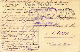 Cachet 18° Région Service De Santé Formation Sanitaire CAD Salies De Béar 1916 - Sur Cpa Grand Hôtel De La Paix - Avon - WW I