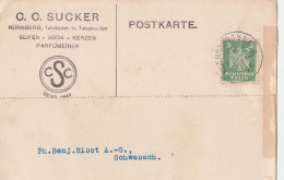 Deutsches Reich Firmen Karte Nürnberg 1925 C. C. Sucker Seifen Parfümerien - Cartas & Documentos