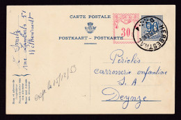 124/41 - CANTONS DE L'EST - Entier Carte Postale TRILINGUE Lion Héraldique HERBESTHAL 1953 Vers Deynze - Postcards 1951-..