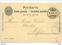 4 - 65 - Entier Postal 5cts - Cachets à Date De Zürich Et Näfels 1903 - Stamped Stationery