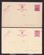 125/41 - MOINS 10 % - 2 X Entier Carte Postale Petit Sceau Avec Surcharges 95 Et 279 - Etat Neuf - Cartoline 1934-1951