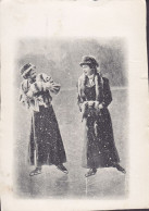 Denmark? PPC Women Iceskating W. Glued Snow Crystals 190? Written In Danish (2 Scans) - Winter Sports