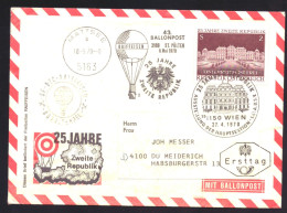 Oostenrijk /  Österreich / Austria 1323 Ballonpost 43 FDC (1970) - Globos