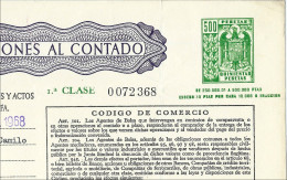 Póliza De OPERACIONES AL CONTADO—Timbre 1a Clase 500 Ptas—Timbrología—Entero Fiscal 1968 - Fiscaux