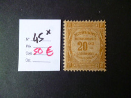 Timbre France Neuf * Taxe N° 45 Cote 50 € - 1859-1959 Postfris