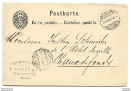 240 - 46 - Entier Postal Avec Cachets à Date Fribourg  Et Chaux-de-Fonds 1881 - Ganzsachen