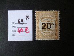 Timbre France Neuf * Taxe N° 49 Cote 40 € - 1859-1959 Nuovi