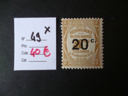 Timbre France Neuf * Taxe N° 49 Cote 40 € - 1859-1959 Mint/hinged