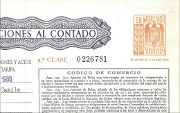 Póliza De OPERACIONES AL CONTADO—Timbre 5a Clase 50 Ptas—Timbrología—Entero Fiscal 1968 - Fiscali