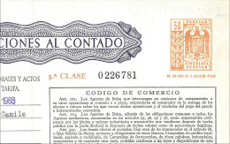 1968 Póliza De OPERACIONES AL CONTADO—Timbre 5a Clase 50 Ptas—Timbrología—Entero Fiscal - Steuermarken