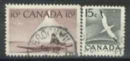 CANADA - 1953, ESKIMO HUNTER & NORTHERN GANNET STAMPS SET OF 2, USED. - Usati