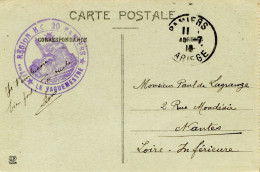 Cachet 17ème Région H C 20 Pamiers - CAD 1918 - Cpa Pamiers La Cathédrale - Nantes - Guerra Del 1914-18