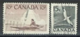 CANADA - 1953, ESKIMO HUNTER & NORTHERN GANNET STAMPS SET OF 2, USED. - Usados