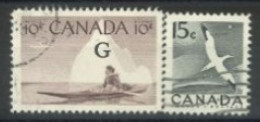 CANADA - 1953, ESKIMO HUNTER & NORTHERN GANNET STAMPS SET OF 2, USED. - Oblitérés