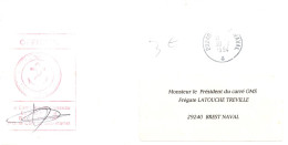 ENVELOPPE AVEC CACHET DU B.E.M. MONGE LE 30/02/1994 - SIGNATURE - BREST NAVAL - Poste Navale