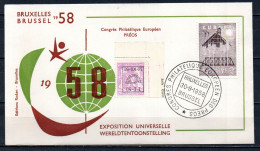 PRE 601-Cu Op FDC Congres Philatelique Europeen Des Preos - Bruxelles - Brussel 1958 - Cote 40,00 - Typografisch 1936-51 (Klein Staatswapen)