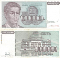 JUGOLAWIEN - YUGOSLAVIA - 100.000.000 DINARA 1993 - EBC - SEHR SCHON - VERY FINE - Yougoslavie
