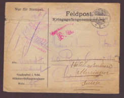 Allemagne Guerre 1914 1918 Feldpost Kriegsgefangenen Brief Oflag Gnadenfrei 1916 Lettre Camp Prisonnier Cachet Censure - Prigionieri