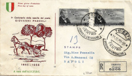 Fdc AICFDC/Italia: PASCOLI 1955; Raccomandata; AF_Trieste - FDC